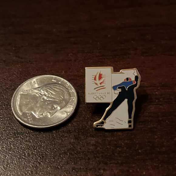 Olympic Winter Games 1992 Albertville Speed Skating Lapel Pin - Picture 2 of 3
